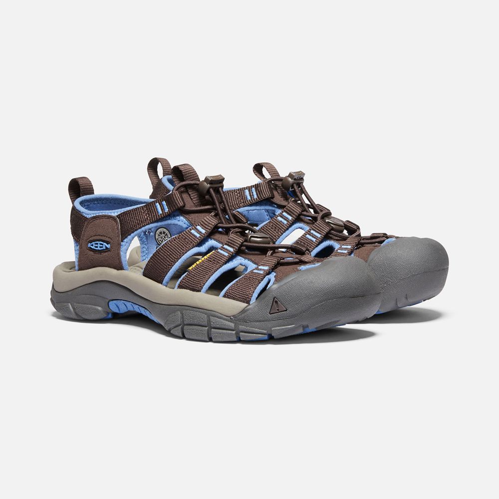 Sandalias Trekking Keen Mexico Marrom/Azules - Mujer Newport H2 - VK8792013